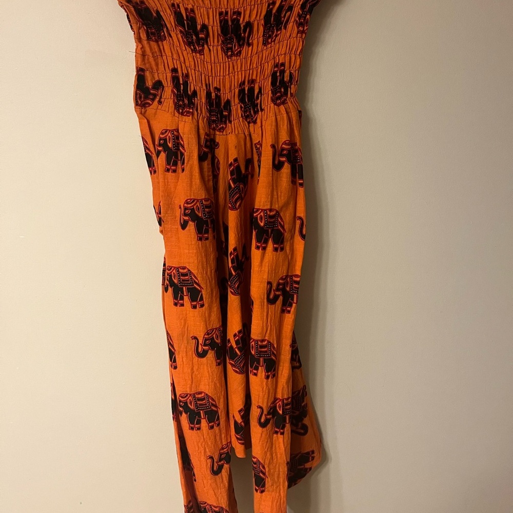 Orange Elephant Print Jumpsuit/Harem Pants, size S/M